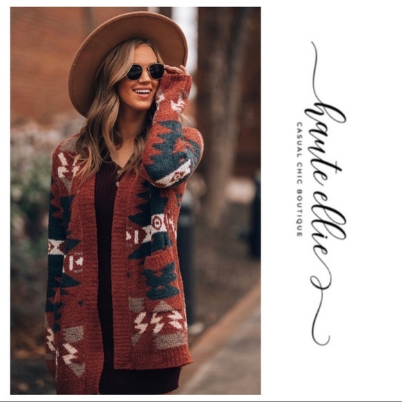 Tribal Print Open Front Cardigan - Picture 5 of 10